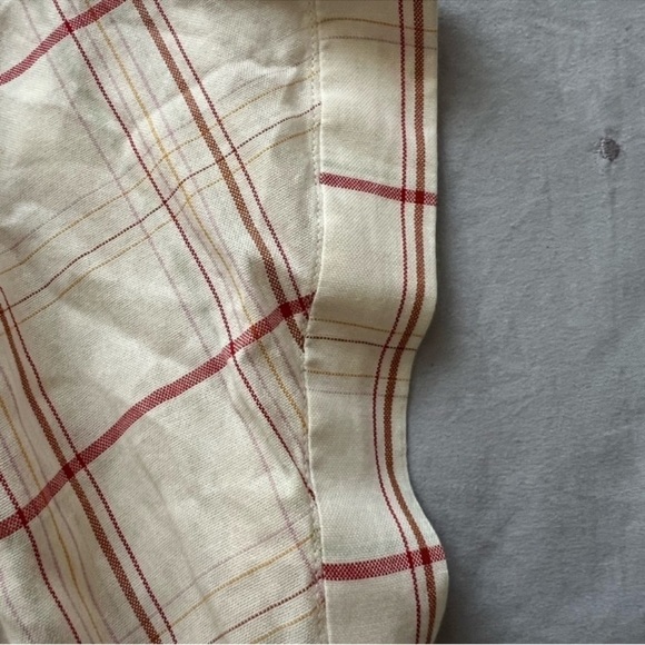 SMALL Madewell Central Popover In Fine Plaid Button Up Shirt Beige oversized - Picture 14 of 14